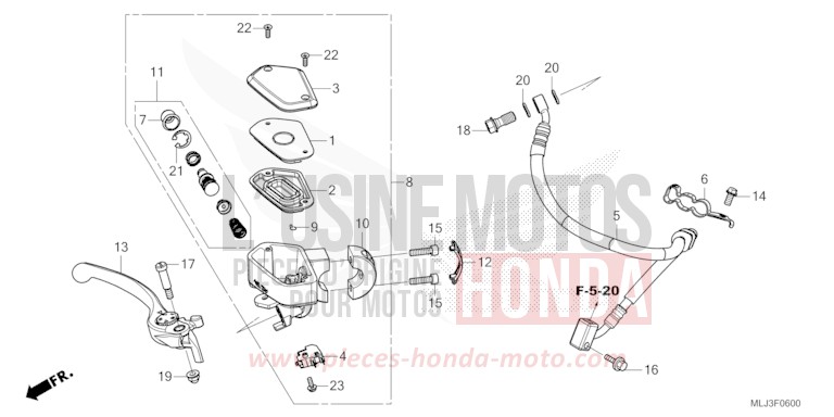 FRONT BRAKE MASTER CYLINDER for Gold Wing MAT IRIDIUM GRAY METALLIC (NHC64) from 2023